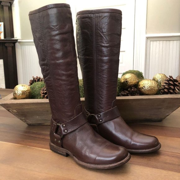 Frye Phillip Harness Tall Washed Leather Rare - Picture 4 of 16